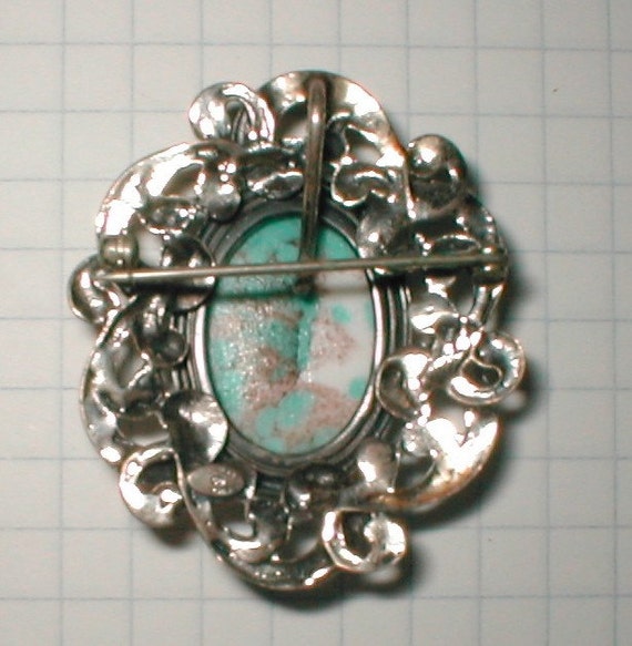 Capri Sea - Nouveau Art Glass Jewel in Sterling S… - image 4