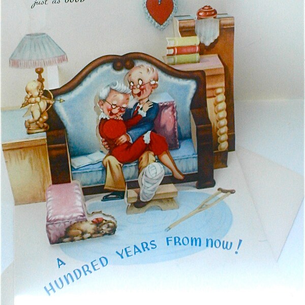 Herzlichen Gl&uuml;ckwunsch Pop-Up-Karte - Vintage 40er Ephemera