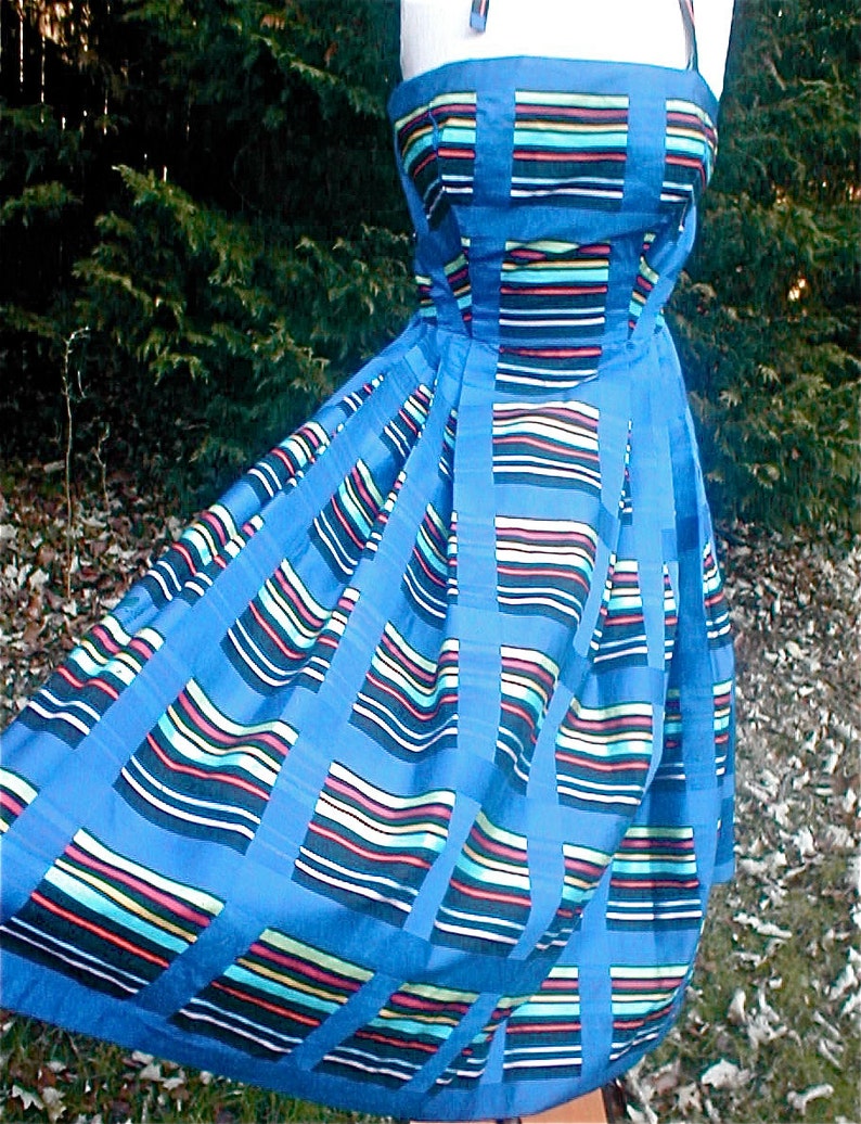 Pat Primo Summer Dress Strapless Box Pleated Full Skirt Cotton Twirl Dress image 5