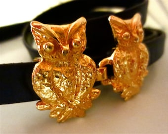 Mimi di N  - Owls Buckle -  Golden Owls Belt Buckle - Vintage 1973 - Skinny Belt Buckle - Slide Buckle