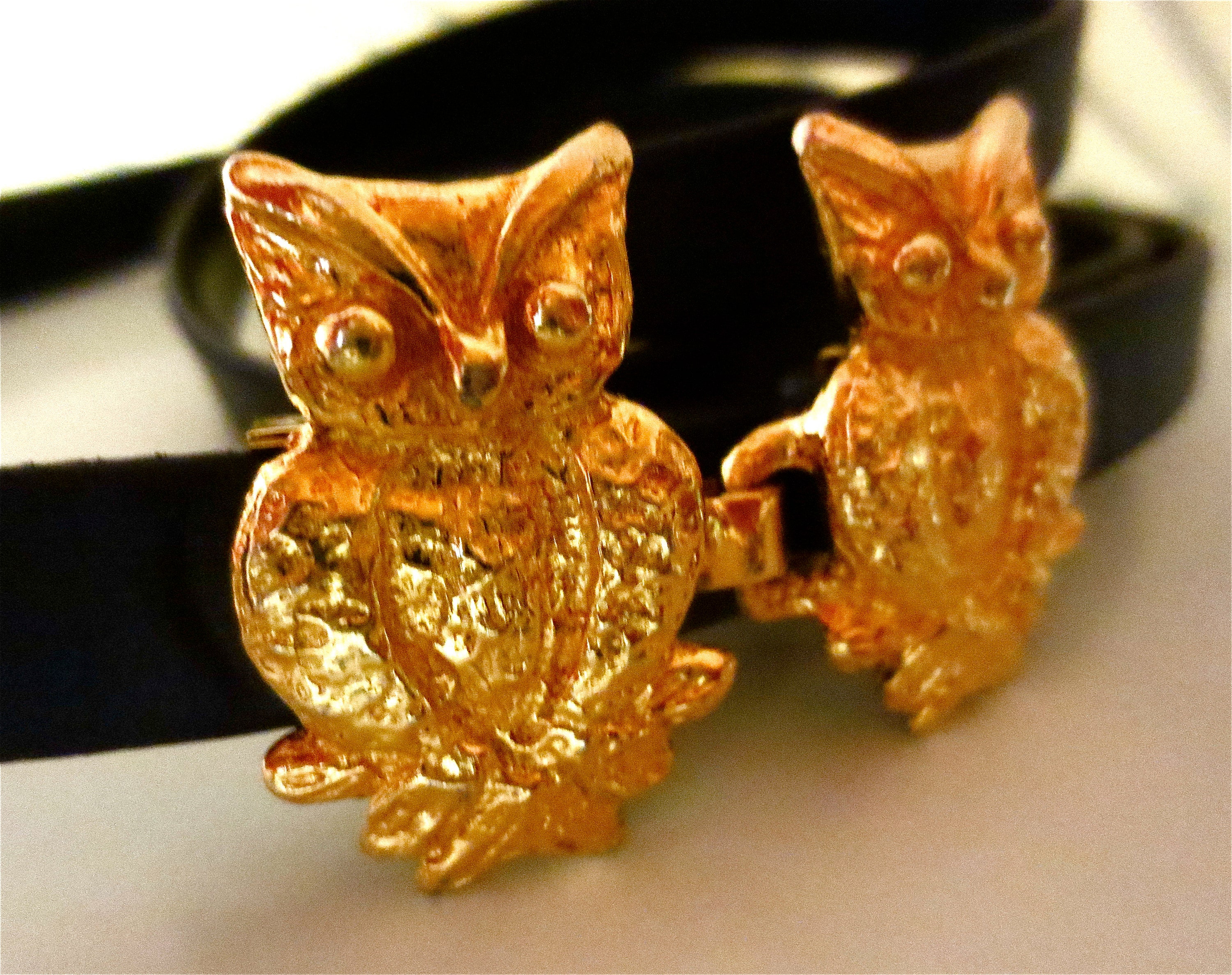 Sculptural Mimi Di N 1975 Princess Niscemi Owl Belt Buckle Gold EC MIMI DI NISCEMI Gold-plated Cockle Shell Design 2-piece  main image 4