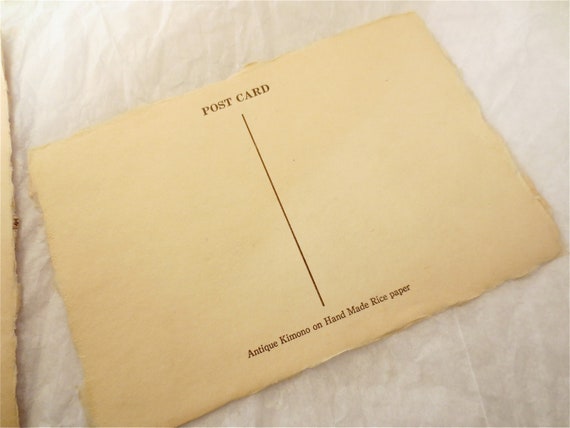 Japanese Silk Post Cards - Antique Kimono Details - Mounted