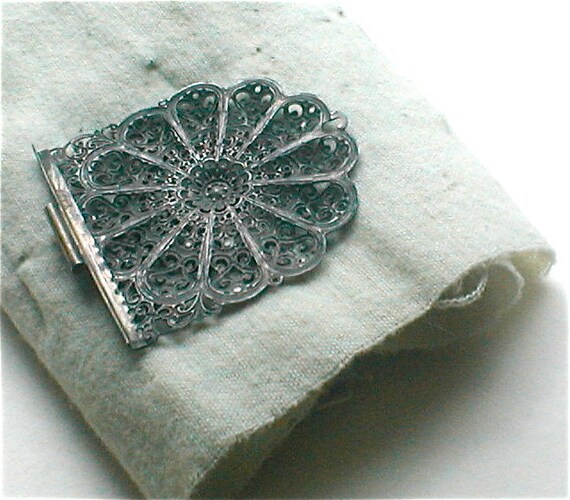 Antique Filligree Buckle - Silver - European 1900… - image 3