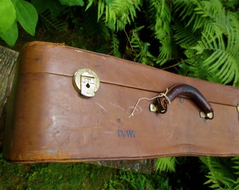 English Leather Soft Case Suitcase -  Vintage early 1960s -  Brown Kid Leather - Brass Hardware Buckles