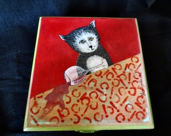 CATastrophe - Maybe We've Had a Little Too Much -  No. 21 in the Litter Box Collection - Upcycled Stash Box - Cat Lovers Cat Art