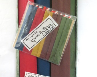 Chopsticks for 10 - Japanese Wooden Chopsticks in Washi Paper Sleeves - Vintage 1960s