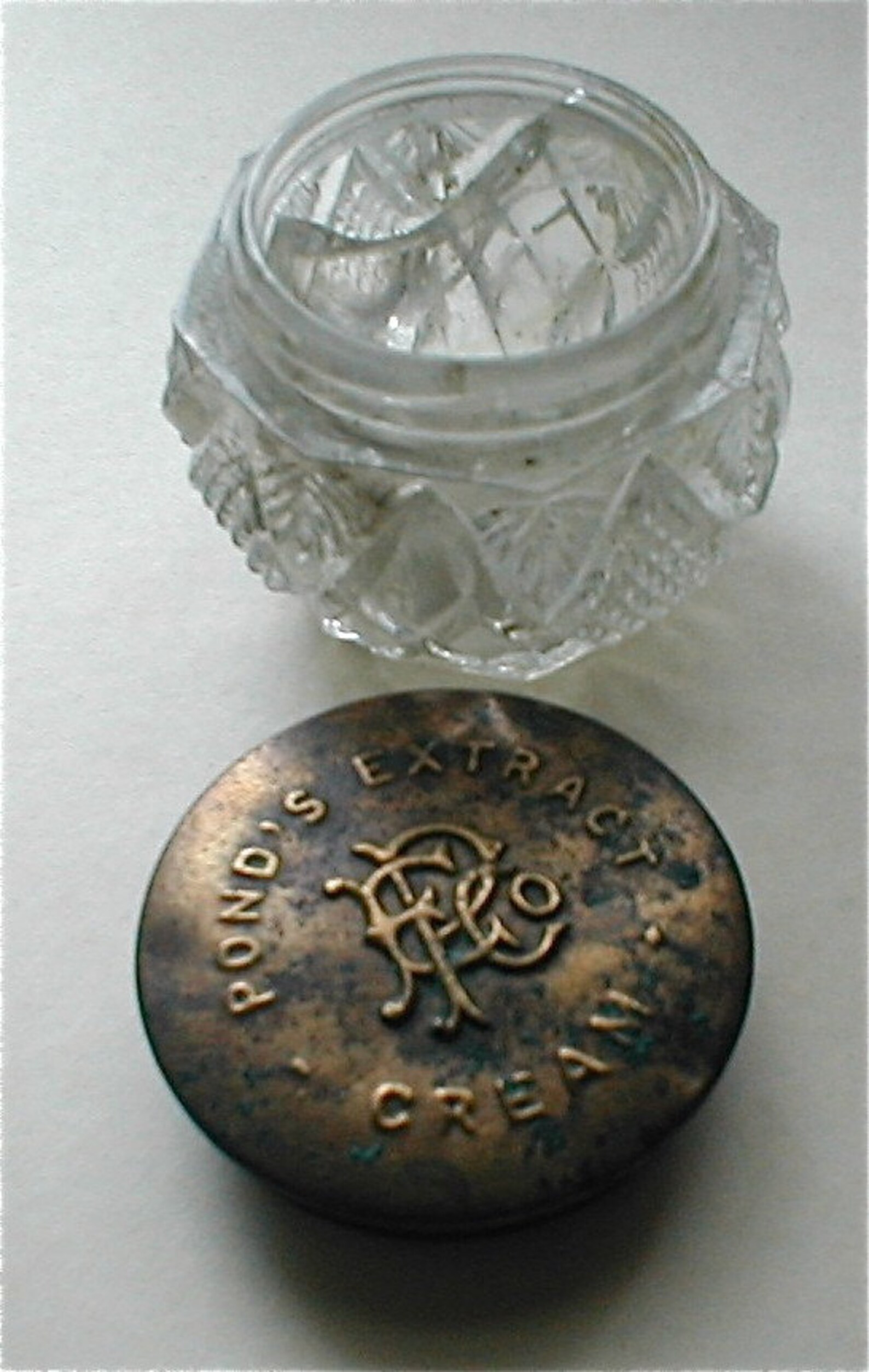 Pond's Extract Cream Jar o' Pressed Glass and Brass Etsy