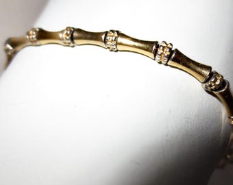 Sleek Bamboo Monet Bracelet - Vintage 1960s - Classic MCM - Chain Strung Golden Beads -  Tagged and Marked