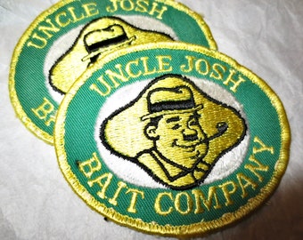 Vintage Fishing Hat Patch - Embroidered Sports Patch - Uncle Josh Bait Company - Vintage 1970s