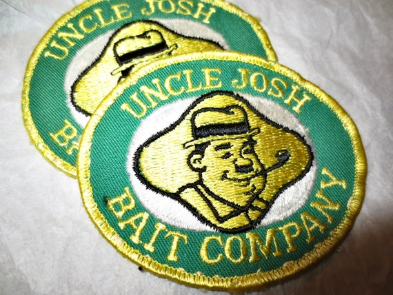 Vintage Fishing Hat Patch Embroidered Sports Patch Uncle Josh Bait Company  Vintage 1970s 