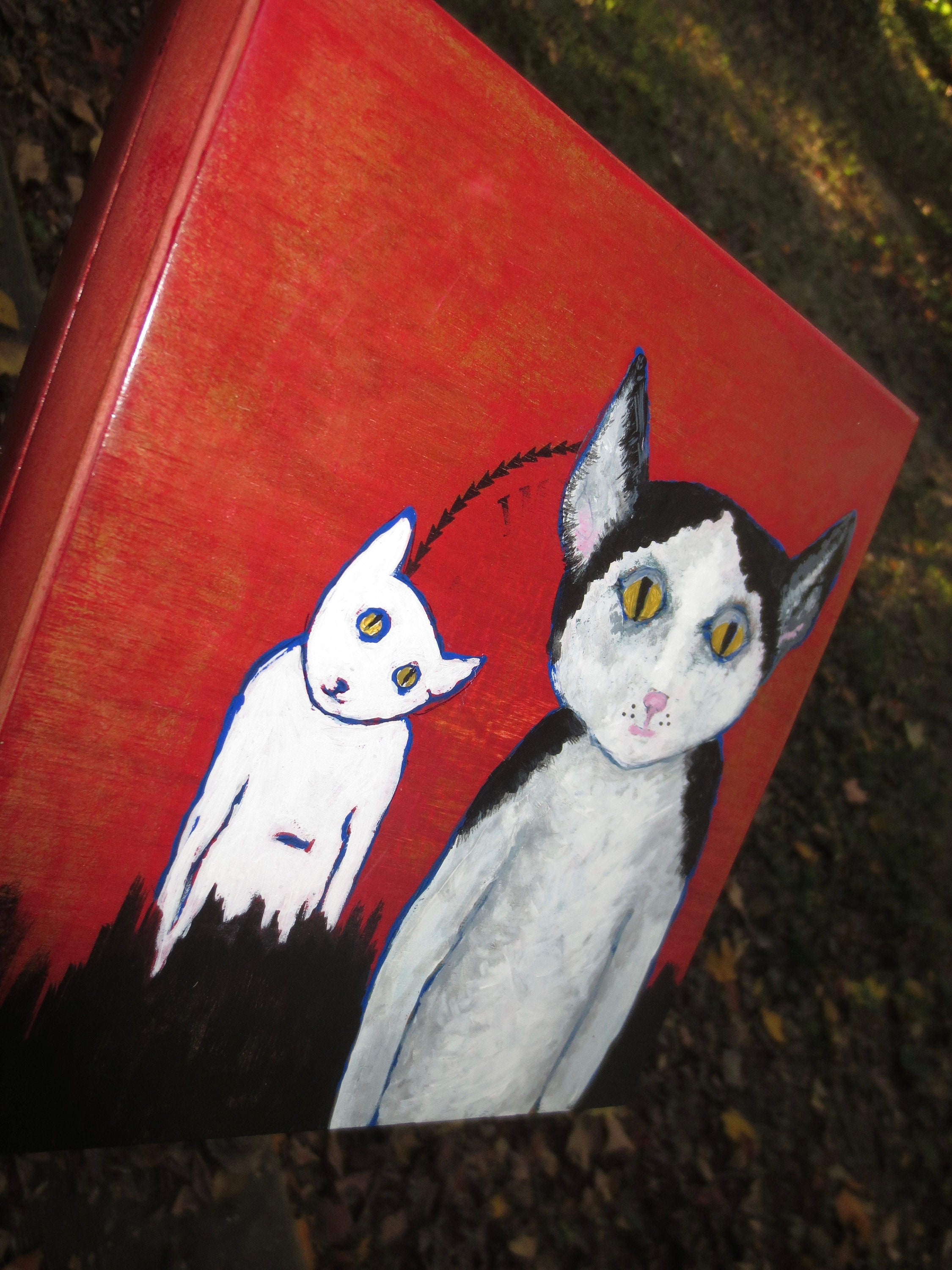 Hand Painted Wooden Box Cat - Etsy