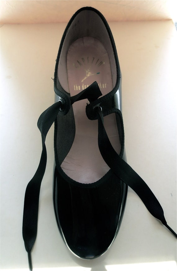 Capezio Tap Shoes - Black Patent Leather - Size Wo