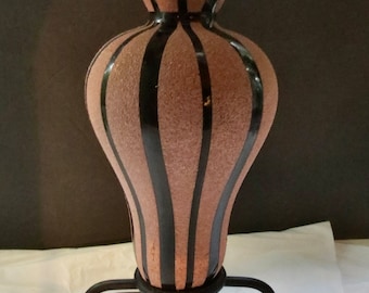 Mid Century Ceramic Lamp - Forged Metal Stand - Vintage 60s Modern - Double Gourd Design - Eames Era - Table Lamp