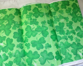 Vintage Paper Table Cloth - Green Clovers  - Allover Clovers Picnic Paper Cloth - Vintage 1980s - 54"  x  84"