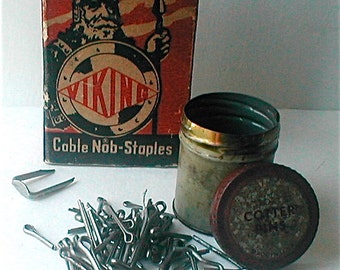 Viking Nob Staples and Cotter Pins - Vintage 50s Hardware Supplies - Dad's Workbench