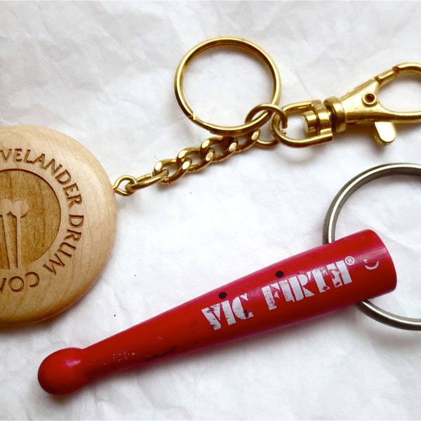 Cool Beans Key Rings - For Drummers - Vic Firth Drumstick and The Cleveland Drum Company - Vintage 1990s