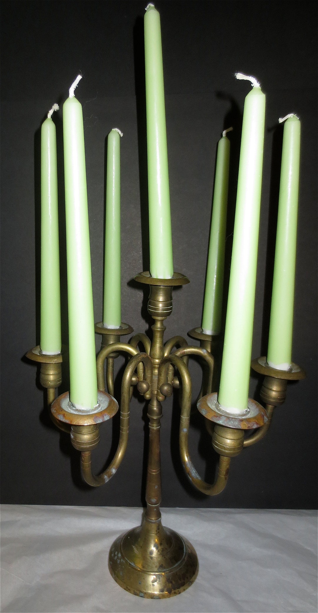 Brass Candelabra Vintage 1970s 7 Candle Table Candle Etsy