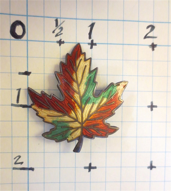 Autumn Leaf Enameled Brooch - BM Co Sterling Pin … - image 2