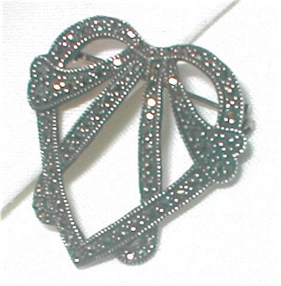 Sterling Marcasite Heart Brooch -  Heart Pin Swee… - image 5