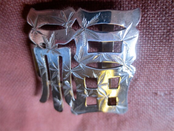 Antique Asian Silver Buckle - Asian Character - V… - image 3
