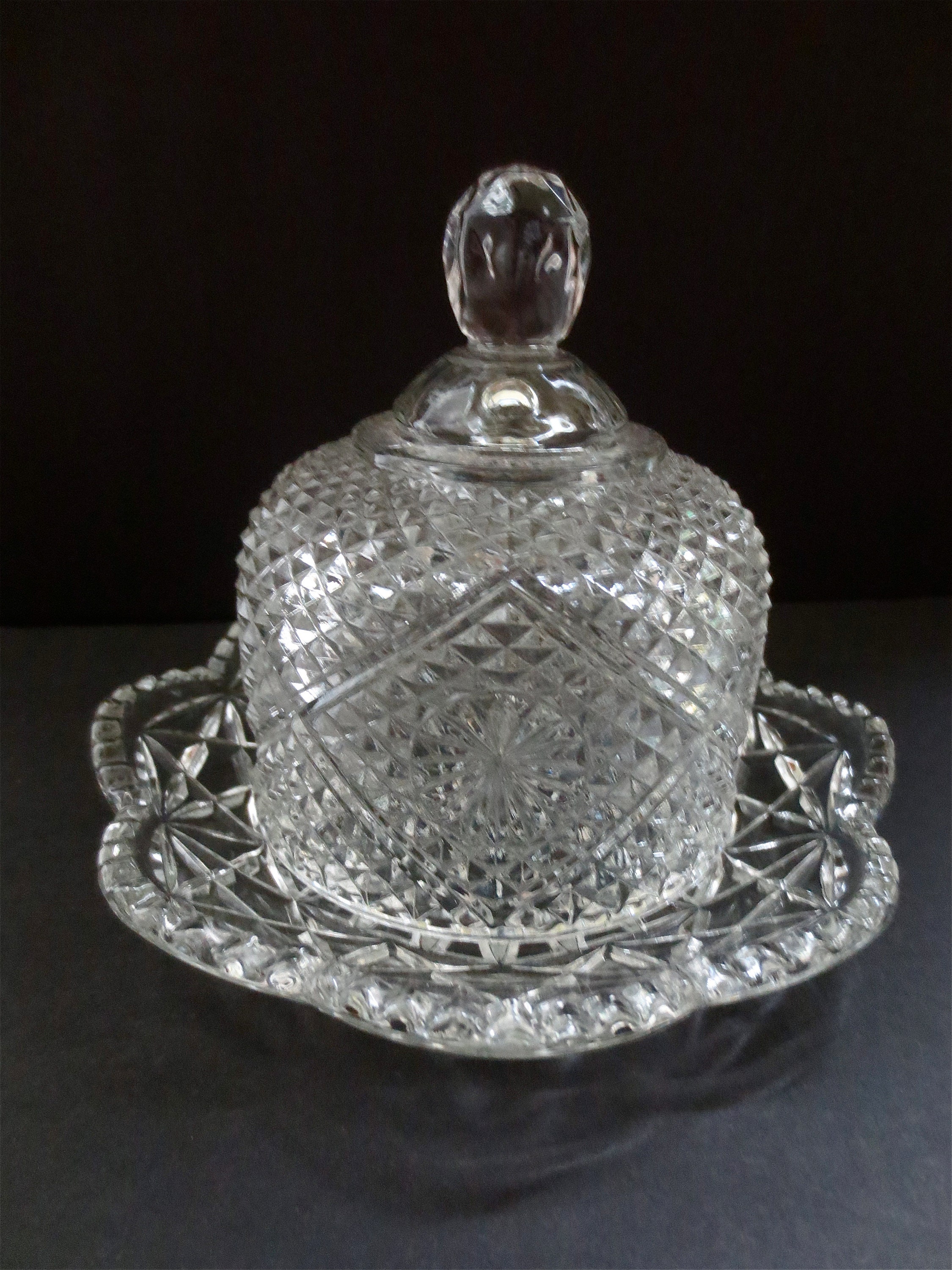 Pressed Glass Butter Dish Domed Covered Butter Pat Dish Etsy UK