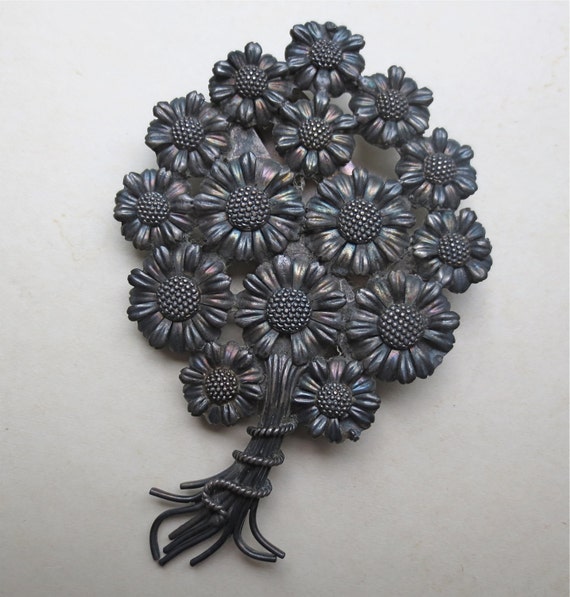 VTG Antique Estate Silver filigree rhinestone sash/ belt buckle Vintage Rhinestone Sash Belt Buckle/Scarf Buckle - Gem main image 2