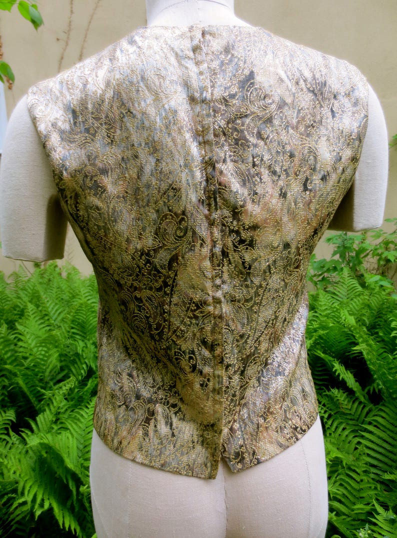 Brocade Sleeveless Top Vintage 1950/'s Malbe Original Size 8