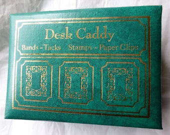 Desk Caddy and Organizer Box - Clips and Bands - Tacks and Stamps - Easy Access and Storage
