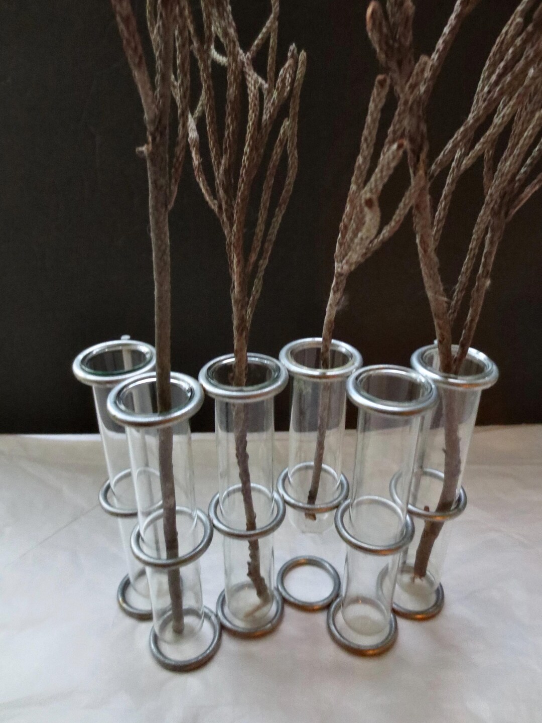 Test Tube Twist - 1990s Linked Glass Vial Vase - 6 Glass Vials in a ...