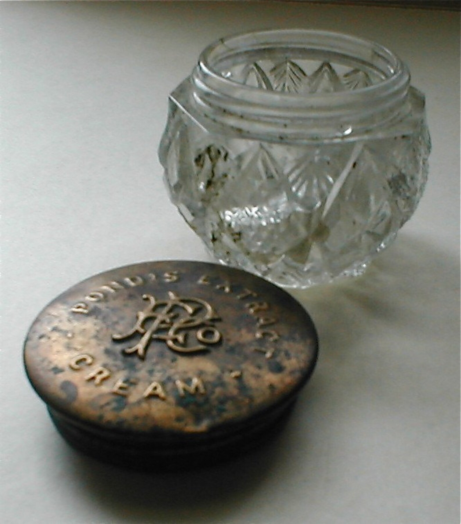 Pond's Extract Cream Jar o' Pressed Glass and Brass Etsy