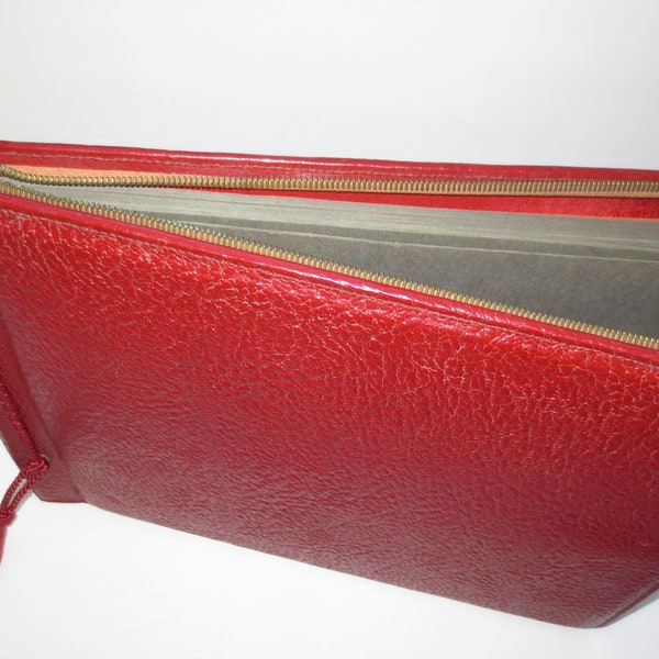 Red Leather Photo Album - Vintage 50s - Spiderweb Tissue Separater Sheets -  Scrapbooking Memory Book Elegance