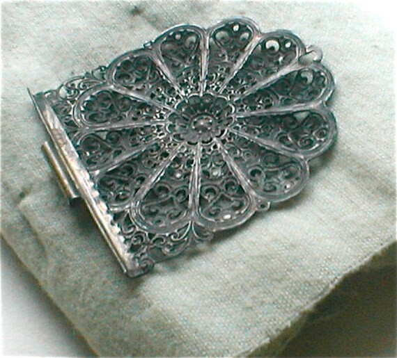 Antique Filligree Buckle - Silver - European 1900… - image 2