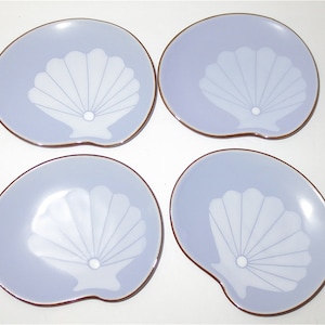 Scallop Shell Dishes Japan Made Porcelain Serving Small Plate Set of 4 ...
