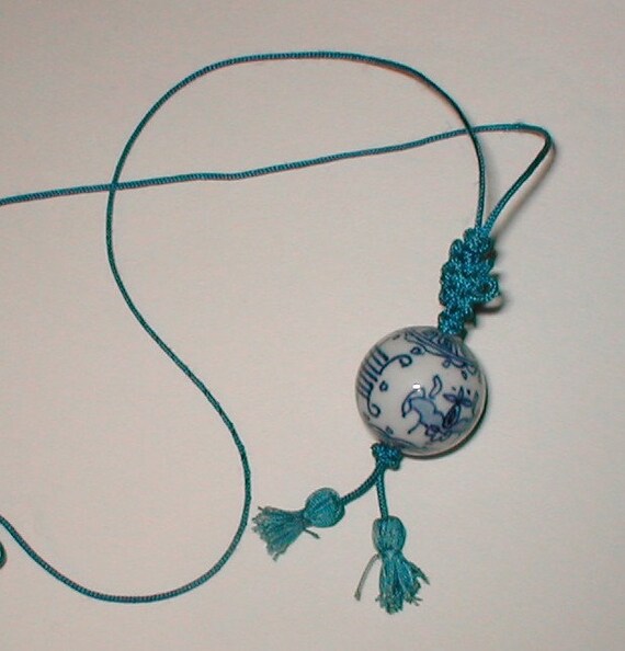 Flow Blue Porcelain Bead Necklaces  -  Strung on … - image 5