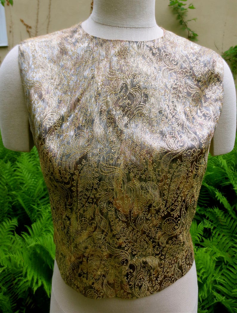 Brocade Sleeveless Top Vintage 1950/'s Malbe Original Size 8
