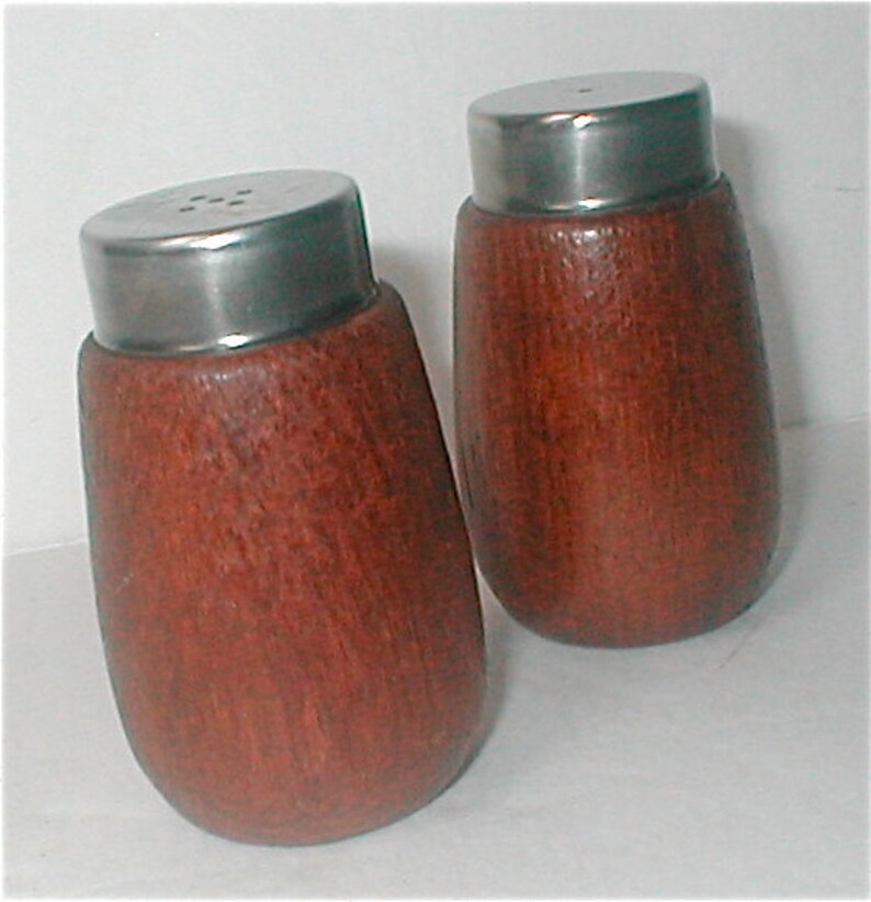 Teak Salt and Pepper Shakers Danish Modern Serving Vintage Etsy