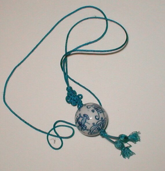 Flow Blue Porcelain Bead Necklaces  -  Strung on … - image 2