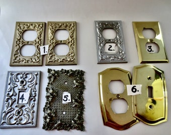 Metal Switchplate Covers -  Sold Individually  - Toggle Switch Plates and Outlet Plates - All Vintage 1968 -