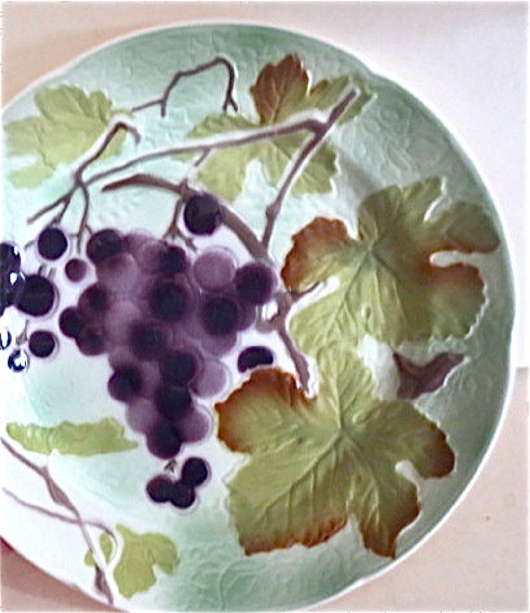 Vintage St. Clement France – Set Of 6 Dark Green Bread & Butter / Appetizer Plates, Hand Painted 6 thumbnail image