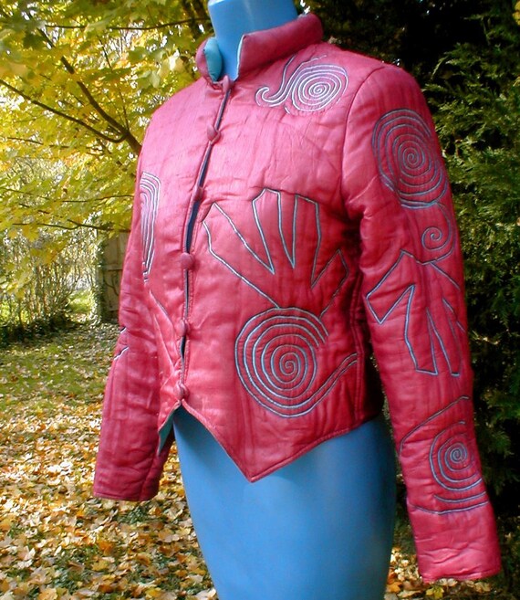 Sandy Starkman Jacket - Turquoise and Shocking Pink Silk
