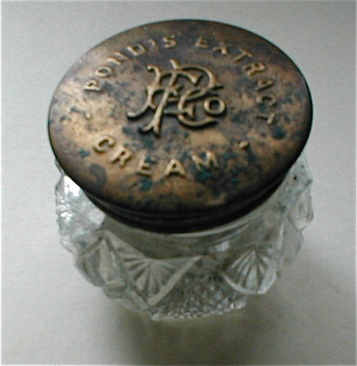 Pond's Extract Cream Jar o' Pressed Glass and Brass Etsy