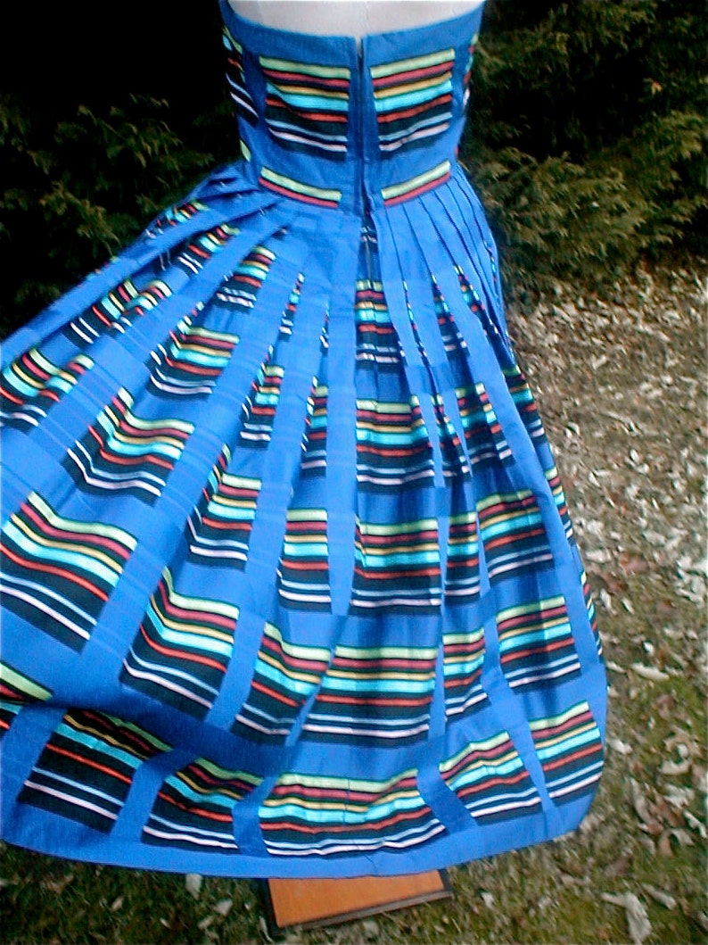 Pat Primo Summer Dress Strapless Box Pleated Full Skirt Cotton Twirl Dress image 3