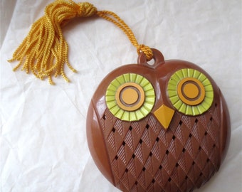 Wise Owl Closet Sachet - Avon Pomander  - Vintage 1970s - Tasseled Loop for Hanging - Fill with Lavender or Anti-Moth Scents