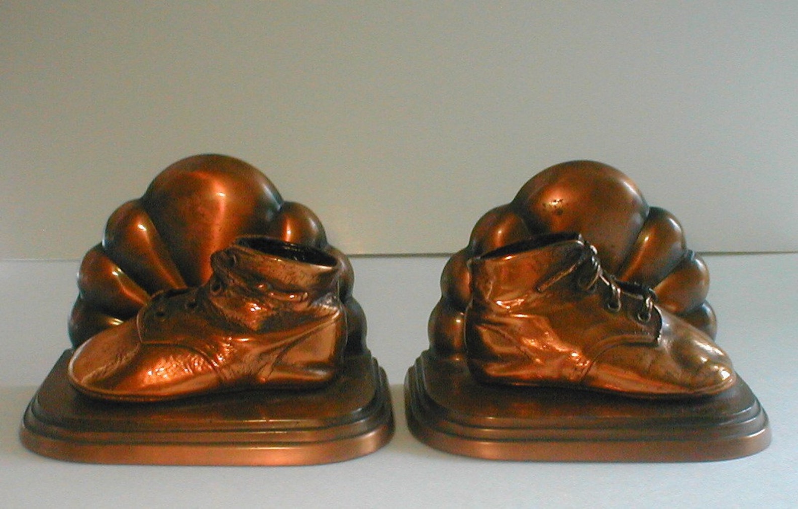 Bronzed Baby Shoes Bookends Vintage Early 50's Nursery Etsy