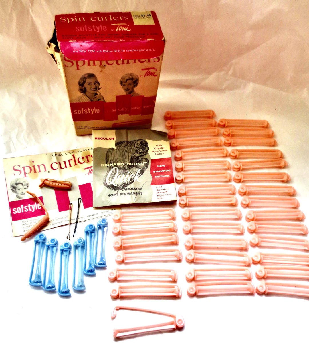 First Perm Rods 1958 Home Perm Kit - Perm Rods and Instructions - NO Chemicals - Hair ...