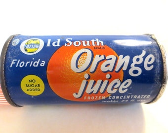 Old South Orange Juice Can - Frozen Concentrate OJ - Canadian OJ  -Vintage 1960s