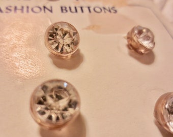 10 Tiny Rhinestone  Buttons -  2 Inch Applesauce Beauty - Vintage  1940s - Classic Button Design