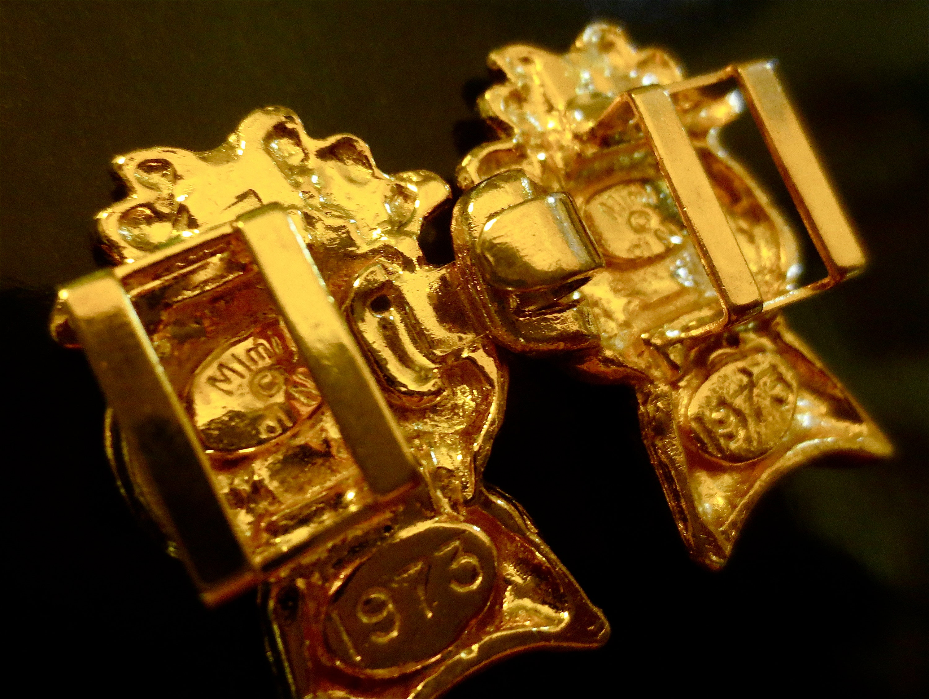 Mimi Di N - Owls Buckle - Golden Owls Belt Buckle - Vintage 