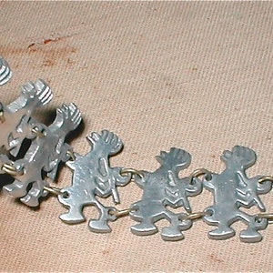 Marching Kokopelli Bracelet   Vintage 80's  Aluminium Figural Bracelet  The Spirit of Music