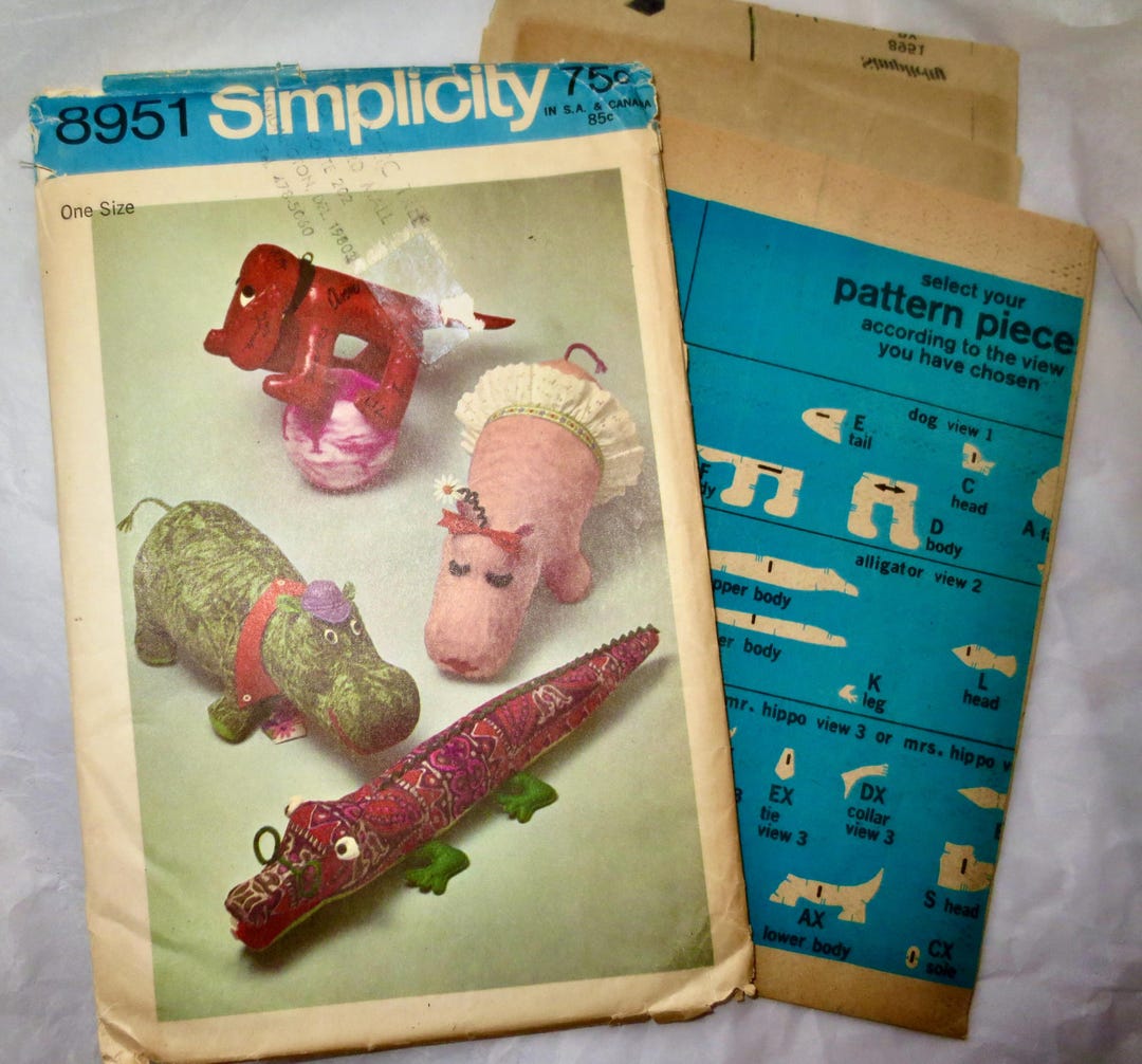1972 Stuffed Toy Patterns - Simplicity 8908 and 8951 - Vintage Animal ...